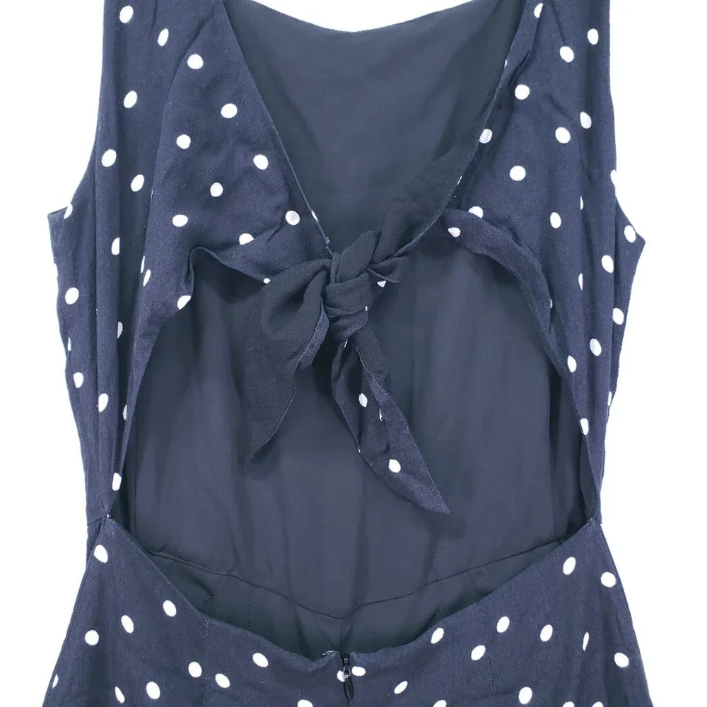 Aritzia Wilfred Écoulement Black White Polka Dot Preppy Jumpsuit Wide Leg Size 4